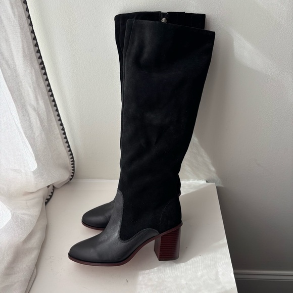 SPLENDID Mary Suede leather Mid Calf Boots Pointed toe Block Heel Size 8.5 - Picture 3 of 8
